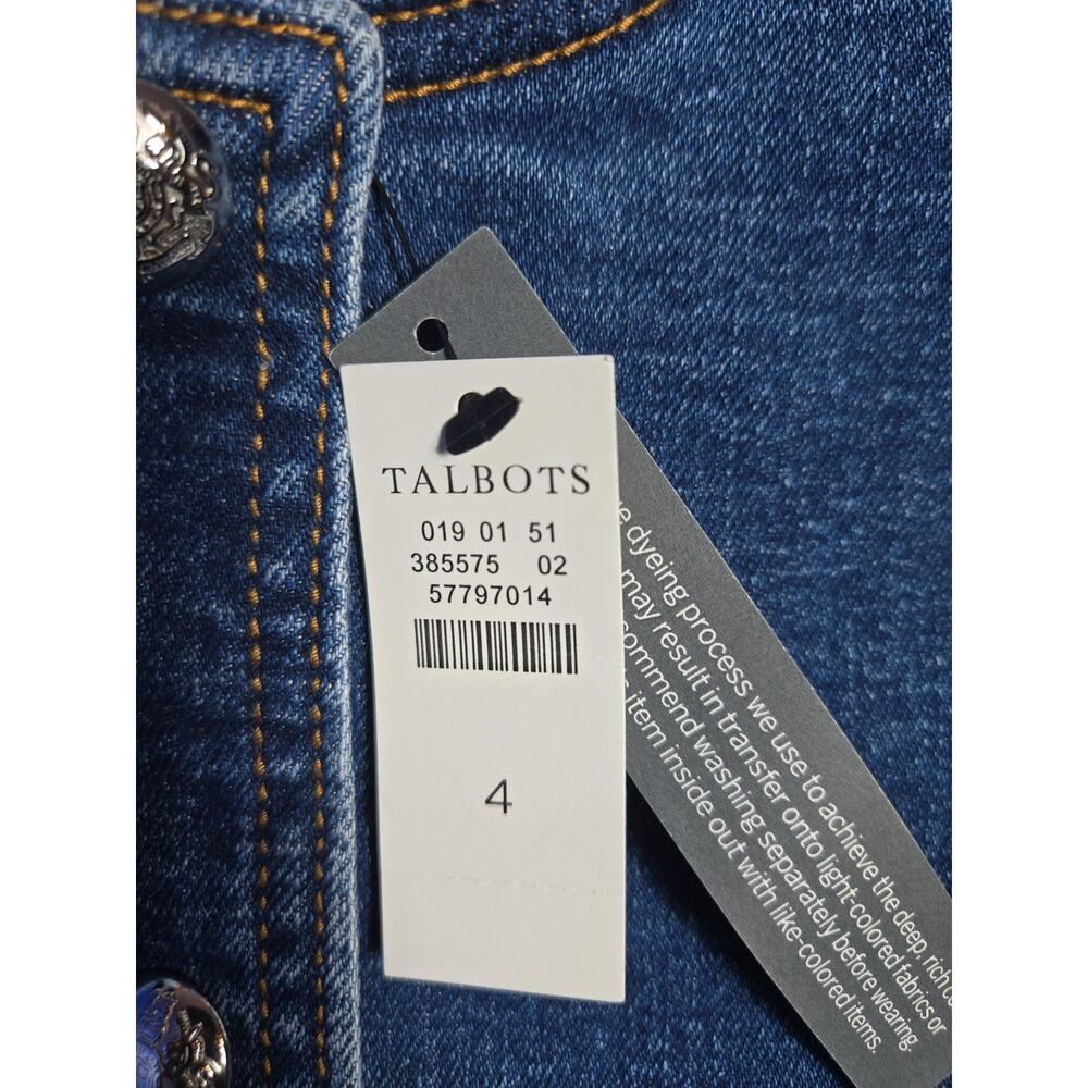 Talbots Vest Womens 4 Blue Denim Button Front Longline Sleeveless Collarless - Picture 4 of 10